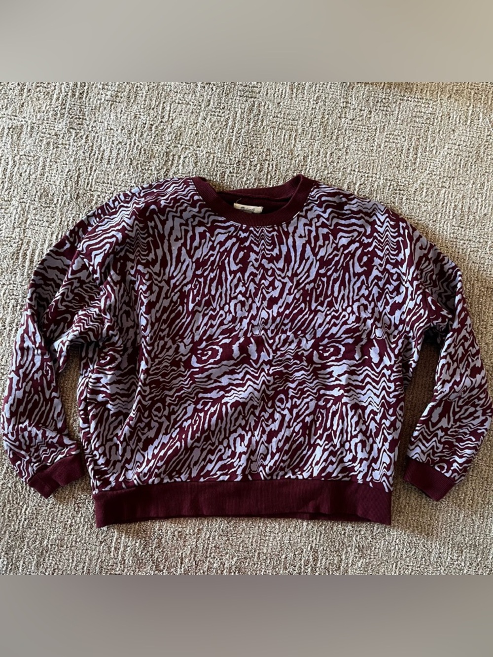 Madewell Maroon and Light purple lilac marbled Animal Print Knit Top